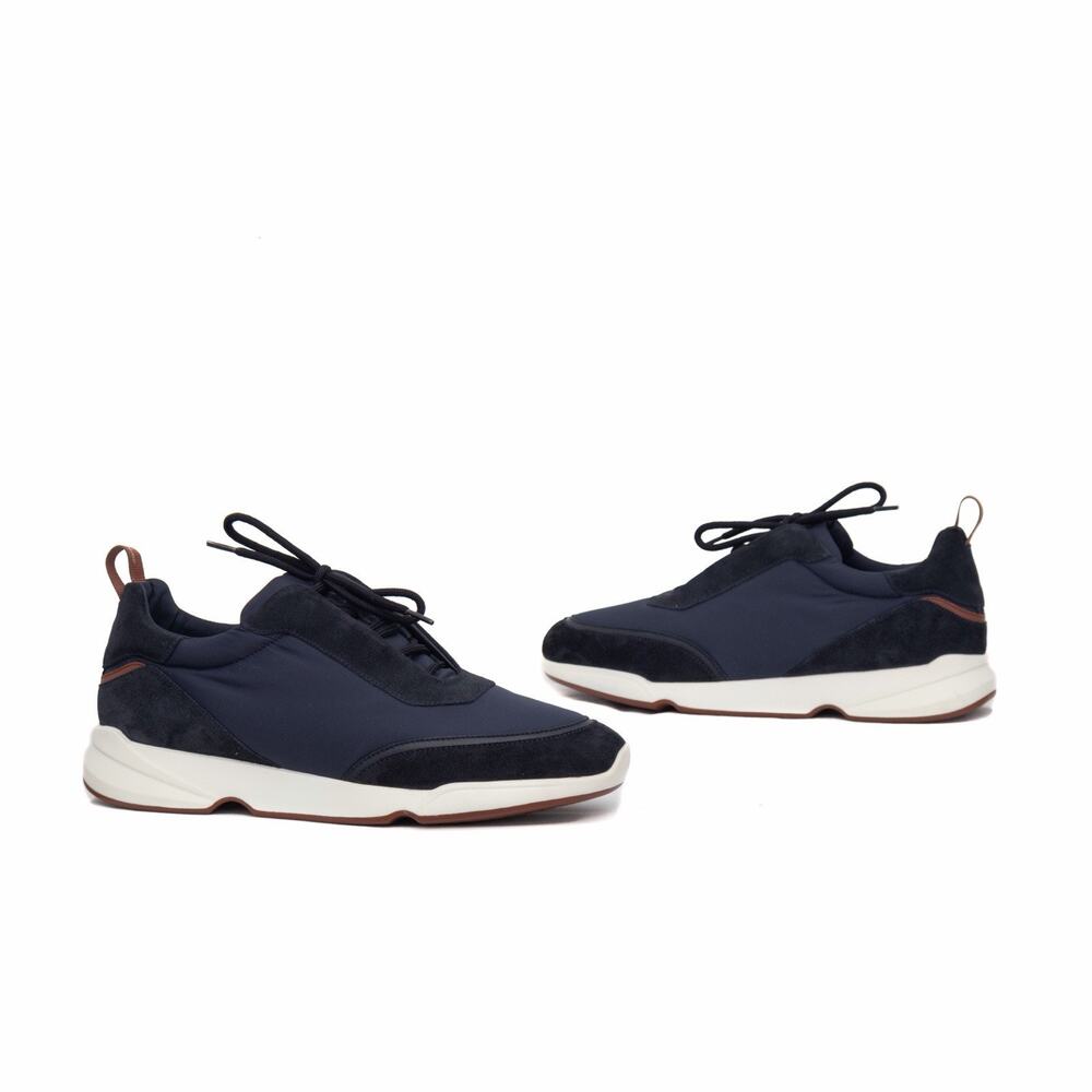 Loro Piana Men’s Modular Walk Navy Suede Storm System Sneakers EUR 42 US9